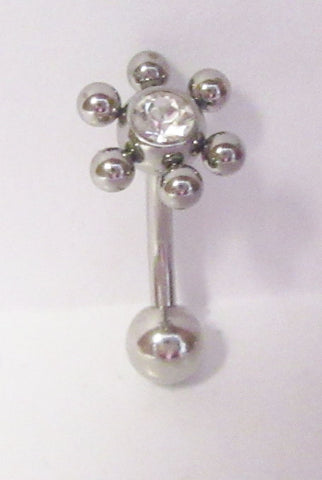 Surgical Steel Flower Balls Clear CZ VCH Clitoral Cit Hood Ring 14 gauge 14g - I Love My Piercings!