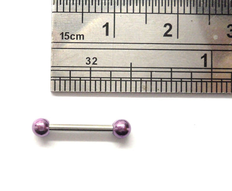 Straight Barbell Cartilage Piercing Purple Titanium Balls 10mm Length 16 gauge - I Love My Piercings!