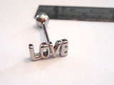 Stainless Steel LOVE Tongue Ring Straight Barbell 14 gauge 14g Standard Length - I Love My Piercings!