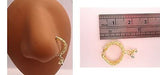 Gold Plated India Style Double Wrap Dangle Nose Cuff Clip No Piercing Needed - I Love My Piercings!