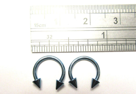 Pair Light Blue Titanium Horse Shoes Horseshoes Spikes Cartilage Rings 16 gauge - I Love My Piercings!