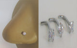 3 Piece Crystal Surgical Steel Nose L Shape Bent Nose Studs 18 gauge 18g - I Love My Piercings!