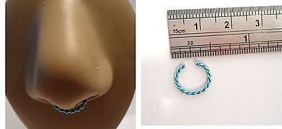 Enamel Coated Faux Fake Nose Septum Hoop Looks 16 gauge 16g Teal - I Love My Piercings!