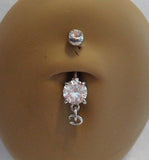 Surgical Steel Add Your Own Charm Belly Navel Ring Clear Crystal 14 gauge 14g - I Love My Piercings!