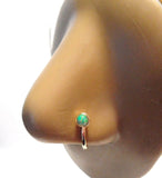 18k Gold Plated Fake Faux Green Opal Ball Nose Hoop Clip Cuff Looks 18 gauge - I Love My Piercings!