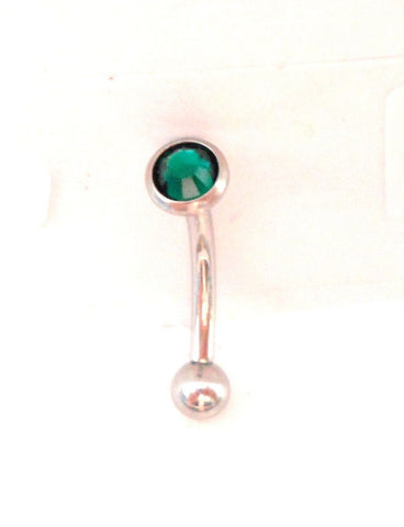 5 mm Flat Top Dark Green Crystal Vertical Clitoral Hood VCH Jewelry Curved Genital 14g - I Love My Piercings!