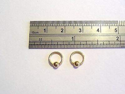 Pair 14K GOLD Plated CAPTIVE Rings Ear 18 gauge 1/4 - I Love My Piercings!