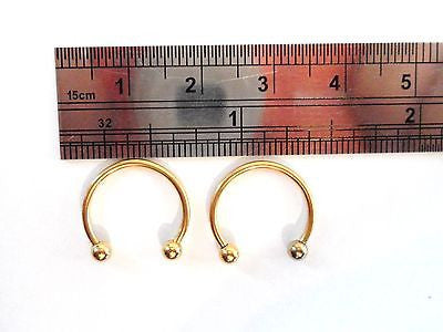 Gold Titanium Horseshoe Earrings Half Hoop 16 gauge 16g 12mm diameter - I Love My Piercings!