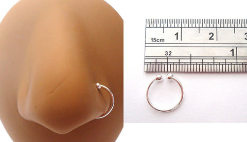 Sterling Silver Fake Faux Imitation Nose Hoop Ring Barbell Looks 20 gauge 20g - I Love My Piercings!