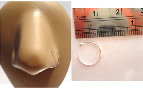 Sterling Silver Fake Faux Nose Piercing Hoop Ring Looks 20 gauge 9mm Diameter - I Love My Piercings!