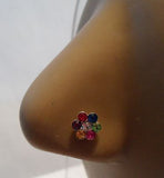 Sterling Silver Nose Stud Pin Ring L Shape Crystal Bubble Flower 20g 20 gauge - I Love My Piercings!