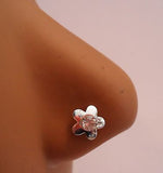 8 Sterling Silver Nose Studs Rings L Shape Crystal Flowers 20g 20 gauge - I Love My Piercings!