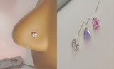 3 Pc Sterling Silver Heart CZ Crystal Nose Studs L Shape Pins Rings 22 gauge 22 - I Love My Piercings!