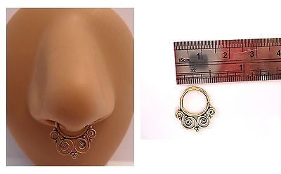 Gold Brass Nose Septum Hoop Post Fancy Ring 16 gauge 16g 9mm Diameter - I Love My Piercings!