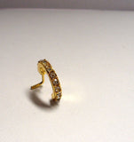 14k Gold Plated L Shape Nose Ring Stud Hoop Clear CZ Crystals 20g 20 gauge - I Love My Piercings!