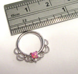 Surgical Steel Filigree Pink Opal Hoop Seamless 16 gauge - I Love My Piercings!