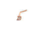 Rose Gold Titanium Clear CZ Crystal 4 Claw Nose L Shape Post Pin Stud 20 gauge - I Love My Piercings!