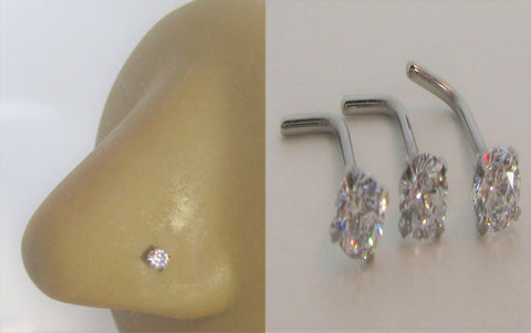 3 Piece Crystal Surgical Steel Nose L Shape Bent Nose Studs 20 gauge 20g - I Love My Piercings!