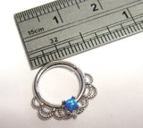 Surgical Steel Filigree Blue Opal Hoop Seamless 16 gauge - I Love My Piercings!