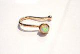 18k Gold Plated Fake Faux White Opal Ball Nose Hoop Clip Cuff Looks 18 gauge - I Love My Piercings!