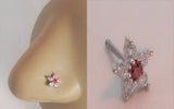 Surgical Steel Clear Red Crystal Loaded Flower Ball End Nose Bone Stud 20 gauge - I Love My Piercings!