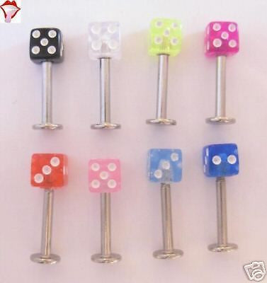 New 8 Piece LABRET  Lip Rings Ring DICE 14 gauge - I Love My Piercings!