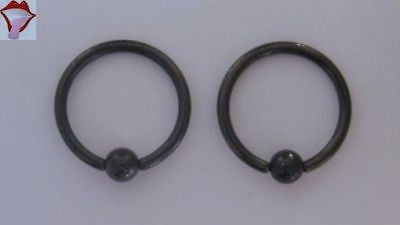 Pair BLACK Captives CBR Rings Hoops 16 gauge 16g 8mm - I Love My Piercings!