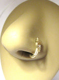 18K Gold Plated L Shape Nose Ring Hoop Stud Heart Double Crystal 18 gauge 18g - I Love My Piercings!