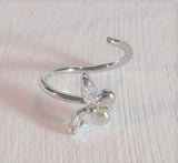 20G Nose Ring Hoop Clear CZ Diamond Crystal Butterfly Nose Ring 20 gauge Nose Jewelry Nostril Ring - I Love My Piercings!