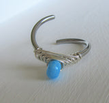 Surgical Steel Woven Aqua Blue Beaded Conch Seamless Hoop 16 gauge 16g - I Love My Piercings!