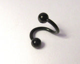 Black Titanium Twisted Nose Hoop Ring with Balls 18 gauge 18g 6 mm diameter - I Love My Piercings!