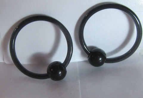 Black Bioplast Metal Sensitive Plastic Acrylic Hoops Retainers Rings 14 gauge 12mm Diameter - I Love My Piercings!