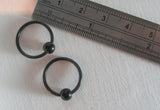 Black Bioplast Metal Sensitive Plastic Acrylic Hoops Retainers Rings 14 gauge 12mm Diameter - I Love My Piercings!