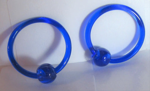 Blue Bioplast Metal Sensitive Plastic Acrylic Hoops Retainers Rings 14 gauge 12mm Diameter - I Love My Piercings!