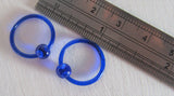 Blue Bioplast Metal Sensitive Plastic Acrylic Hoops Retainers Rings 14 gauge 12mm Diameter - I Love My Piercings!