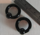 Black Bioplast Metal Sensitive Acrylic Hoops Retainers Rings 4 gauge 16 mm Diameter - I Love My Piercings!