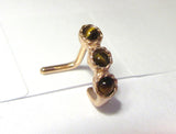 18K Gold Plated L Shape Nose Ring Stud Hoop Brown Cats Eye 18 gauge 18g - I Love My Piercings!