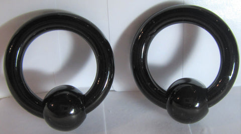 Black Bioplast Metal Sensitive Acrylic Hoops Retainers Rings 6 gauge 16 mm Diameter - I Love My Piercings!