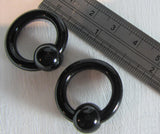 Black Bioplast Metal Sensitive Acrylic Hoops Retainers Rings 6 gauge 16 mm Diameter - I Love My Piercings!