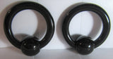 Black Bioplast Metal Sensitive Acrylic Hoops Retainers Rings 12 gauge 12 mm Diameter - I Love My Piercings!