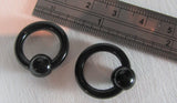 Black Bioplast Metal Sensitive Acrylic Hoops Retainers Rings 8 gauge 12 mm Diameter - I Love My Piercings!