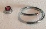 Surgical Steel Red Gem Double Hoop Wrap Seamless Ring 14 gauge 14g 10 mm - I Love My Piercings!