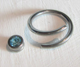 Surgical Steel Aqua Gem Double Hoop Wrap Seamless Ring 14 gauge 14g 10 mm - I Love My Piercings!