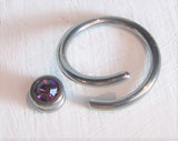 Surgical Steel Purple Gem Double Hoop Wrap Seamless Ring 14 gauge 14g 10 mm - I Love My Piercings!