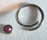 Surgical Steel Pink Gem Double Hoop Wrap Seamless Ring 14 gauge 14g 10 mm - I Love My Piercings!