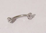 Surgical Steel Clear CZ Claw Set Curved Barbell Bar Internally Threaded 16 gauge - I Love My Piercings!