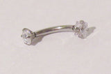 Surgical Steel Square Clear CZ Curved Barbell Bar Internally Threaded 16 gauge - I Love My Piercings!