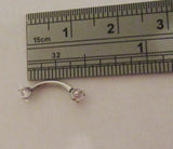 Surgical Steel Square Clear CZ Curved Barbell Bar Internally Threaded 16 gauge - I Love My Piercings!