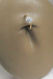 Gold AB Crystal Ball Captive Hoop Belly Navel Ring 16 gauge 16g 8 mm - I Love My Piercings!