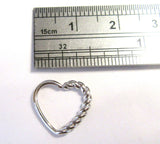 Surgical Steel Rope Heart Cartilage Hoop Ring Seamless 16 gauge 16g 10 mm - I Love My Piercings!